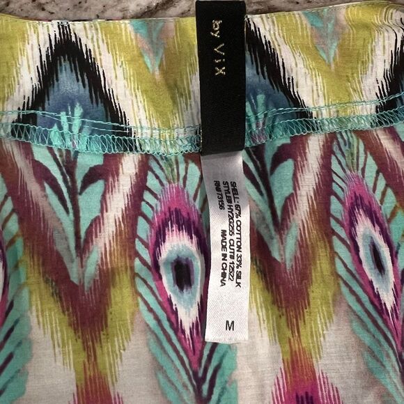 Vix by Paula Hermanny Beaded Kaftan Swim Cover Up Top Sheer Blouse, Women’s M - Picture 3 of 12